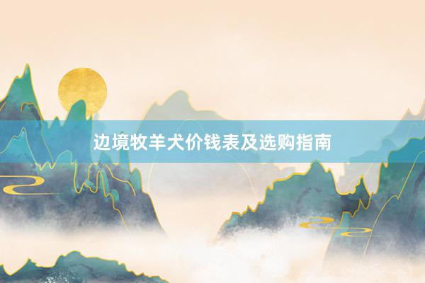 边境牧羊犬价钱表及选购指南